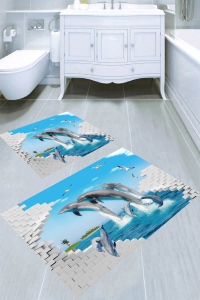 Yunus Gösterisi Desenli 2'li Banyo Paspası (50x60 cm - 60x100 cm) - 1