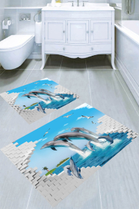 Yunus Gösterisi Desenli 2'li Banyo Paspası (50x60 cm - 60x100 cm) - 3