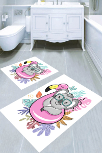 Yüzen Koala Desenli 2&prime;li Banyo Paspası (50x60 cm - 60x100 cm) - 3