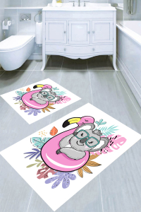 Yüzen Koala Desenli 2&prime;li Banyo Paspası (50x60 cm - 60x100 cm) - 1