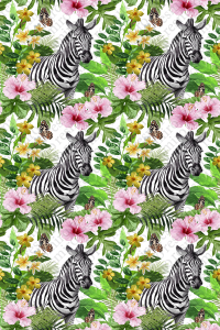 Zebra Çiçek ve Kelebek Desenli Dijital Baskılı Halı - 2