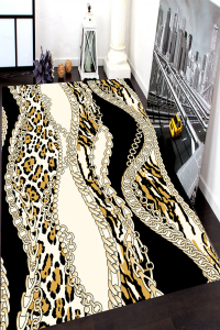 Zincir ve Leopar Desenli Dijital Baskılı Halı - 1
